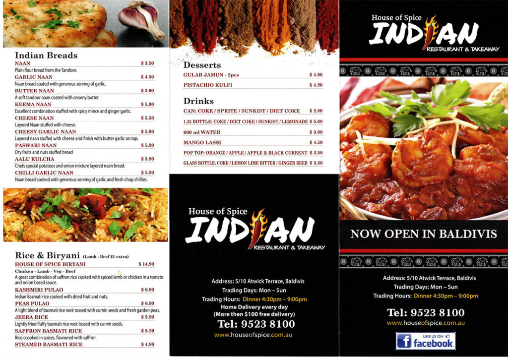 Our Menu House of Spice Indian Restaurant